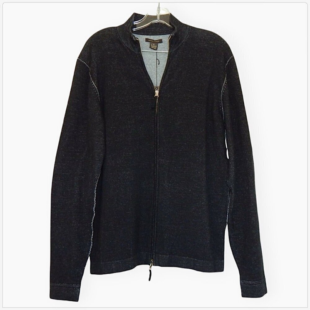 Martin Gordon Men's Black Zip Front Cotton Blend Cardigan Sweater Nwt New S
